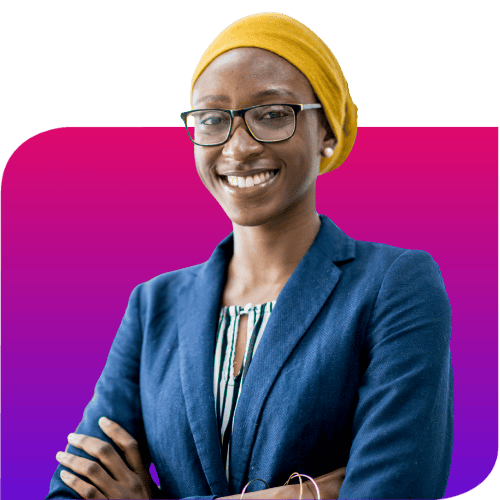 business woman smiling with arms folded