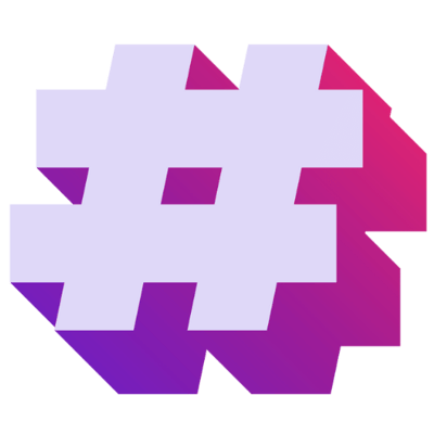 hashtag symbol with gradient dropshadow