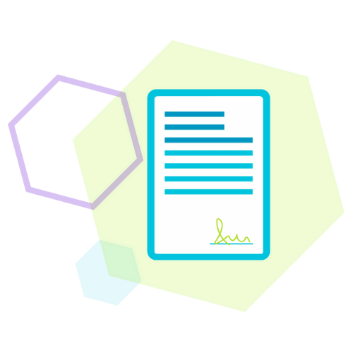 abstract shapes with an icon of a legal document